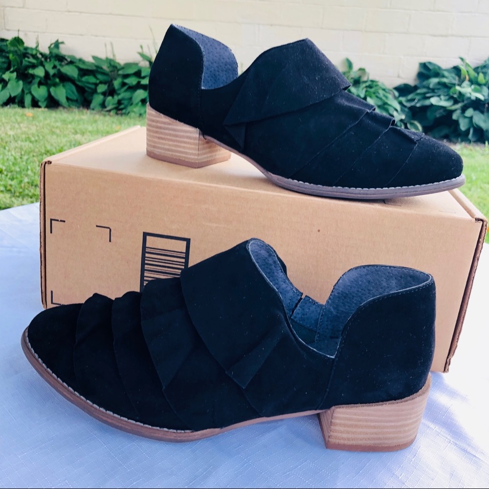 Anthropologie Seychelles BLK Ruffle Ankle Slip-on 8.5 - Picture 3 of 6
